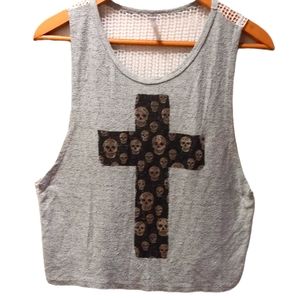 - HEART & HIPS TANK WITH CROSS AND SKULLS/MESH BACK